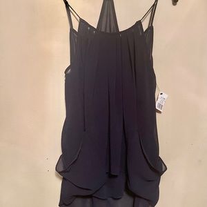 Akira Navy Double Layer Chiffon Blouse